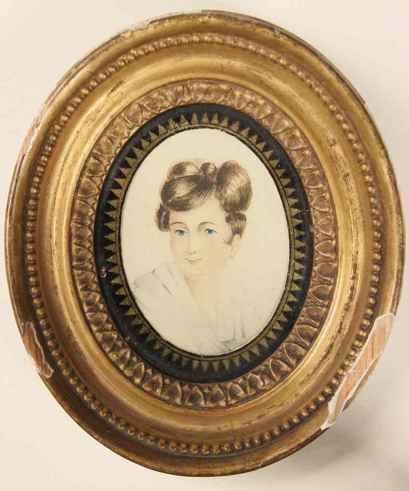 Appraisal: WATERCOLOR - On paper oval miniature of lovely woman ca