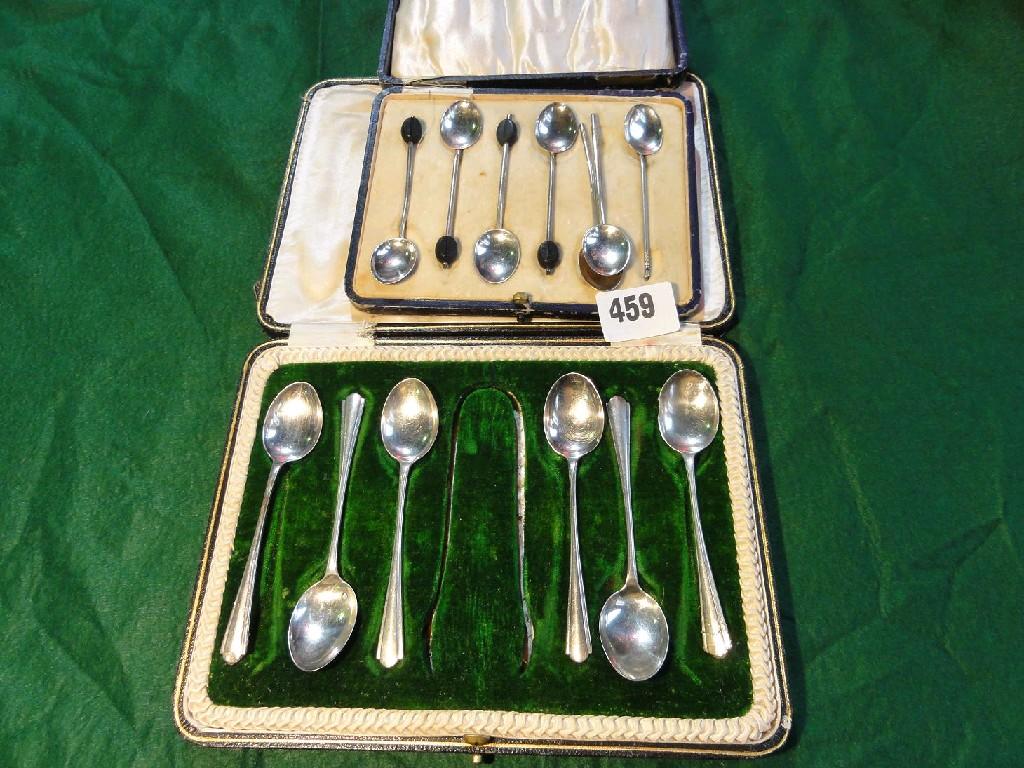 Appraisal: Three cased sets of silver teaspoons together with a cased