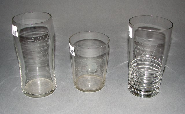 Appraisal: Spanish-American War etched glasses relating to th Pa infantry headquarters