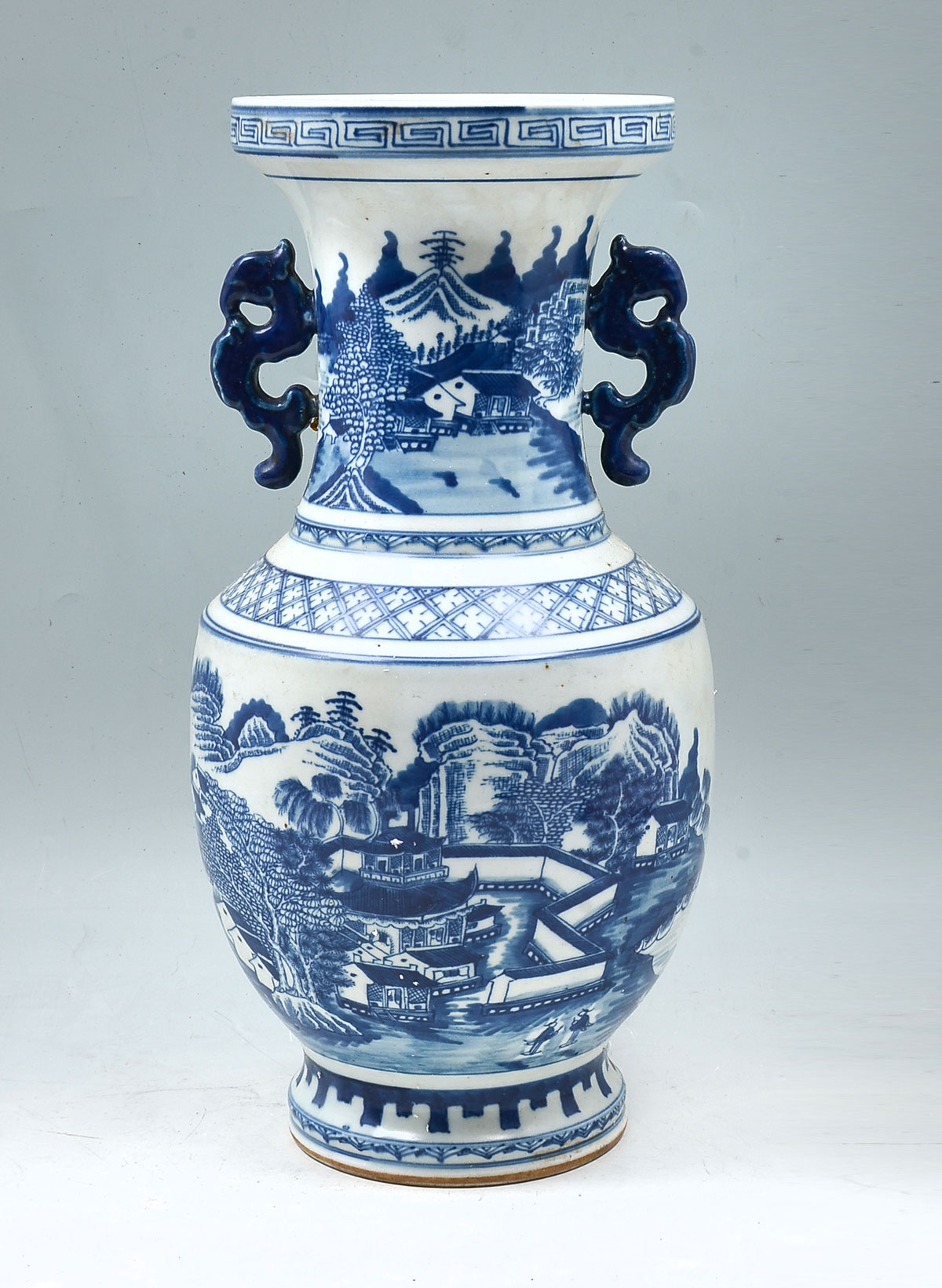 Appraisal: CHINESE BLUE WHITE PORCELAIN SCENIC VASE Chinese blue white vase