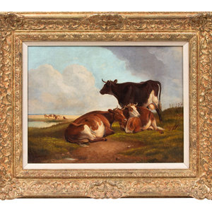 Appraisal: Thomas Sidney Cooper British - Landscape with Cows oil on