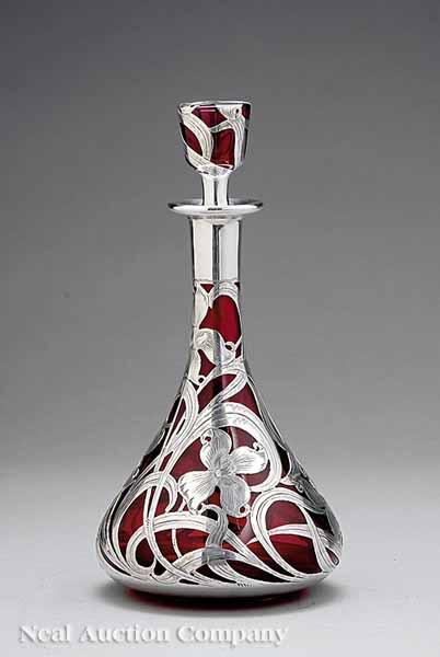 Appraisal: An American Sterling Silver Overlay Decanter c vintage design overlay