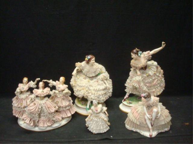 Appraisal: Dresden Porcelain Ballet Dancers As is From a Valley Stream