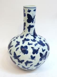 Appraisal: Blue And White Hundred Butterfly Porcelain Vase Blue And White