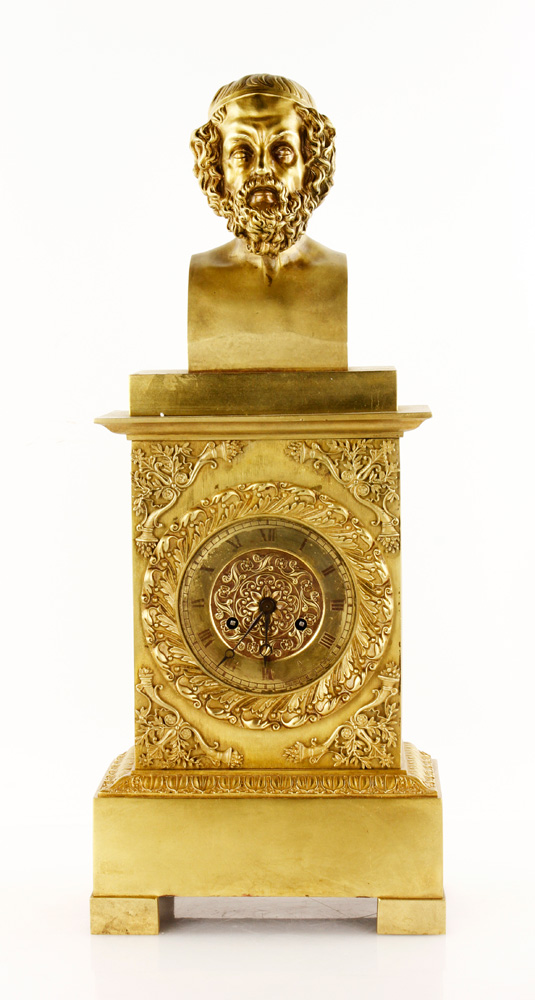 Appraisal: - th C Empire Bronze Clock th century Empire clock