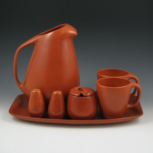 Appraisal: Eleven terra cotta Roseville Raymor snack and serving pieces including