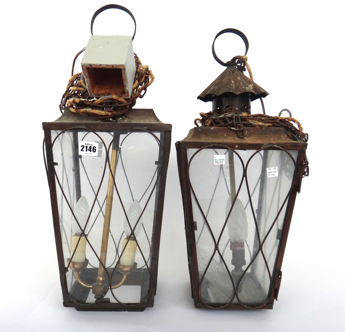 Appraisal: A pair of tin lanterns late th century of tapering