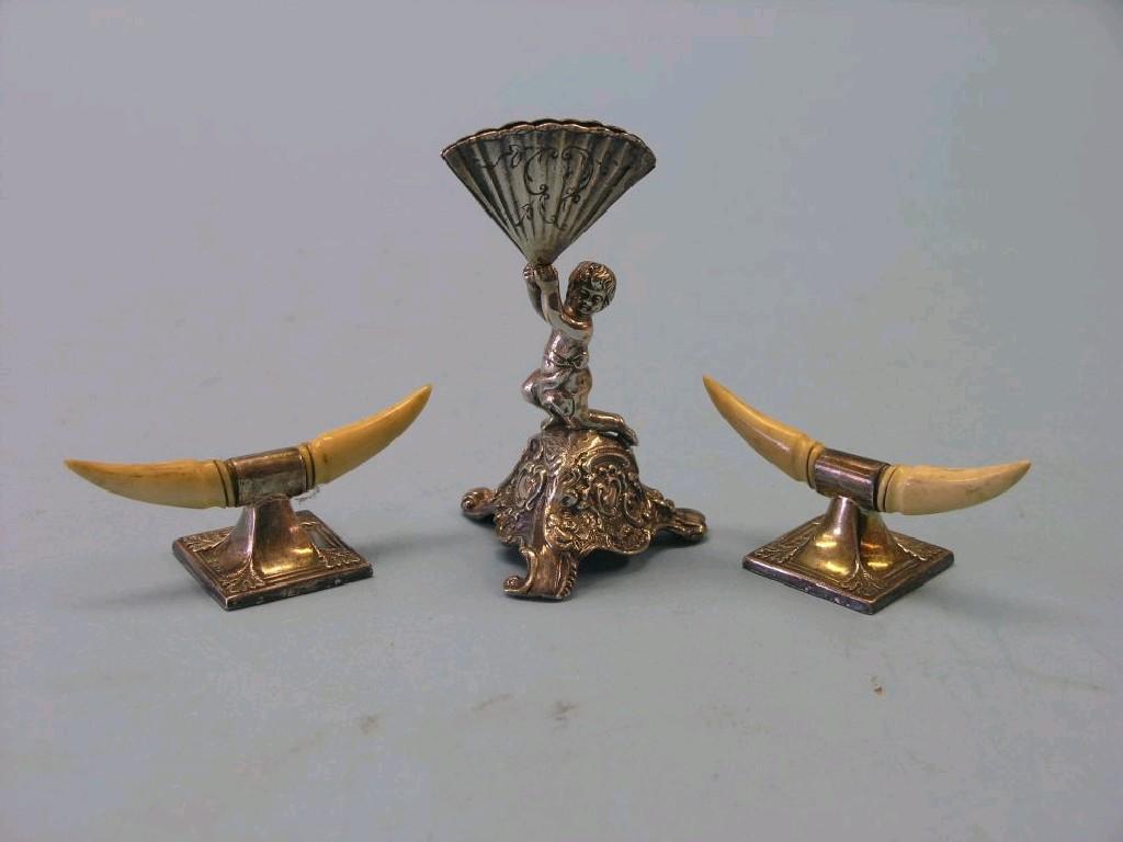 Appraisal: A late th century silver novelty menu holder in the