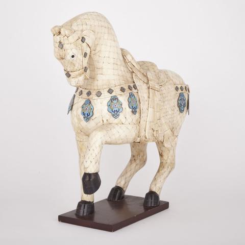 Appraisal: Export Bone and Enameled Copper Horse Early th Century Condition