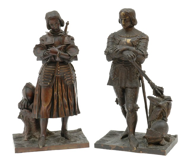 Appraisal: A PAIR OF TH CENTRY BRONZE FIGURES Cast in the