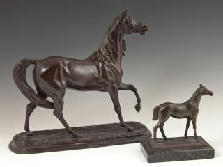 Appraisal: Two Horse Figures early th c one of spelter o