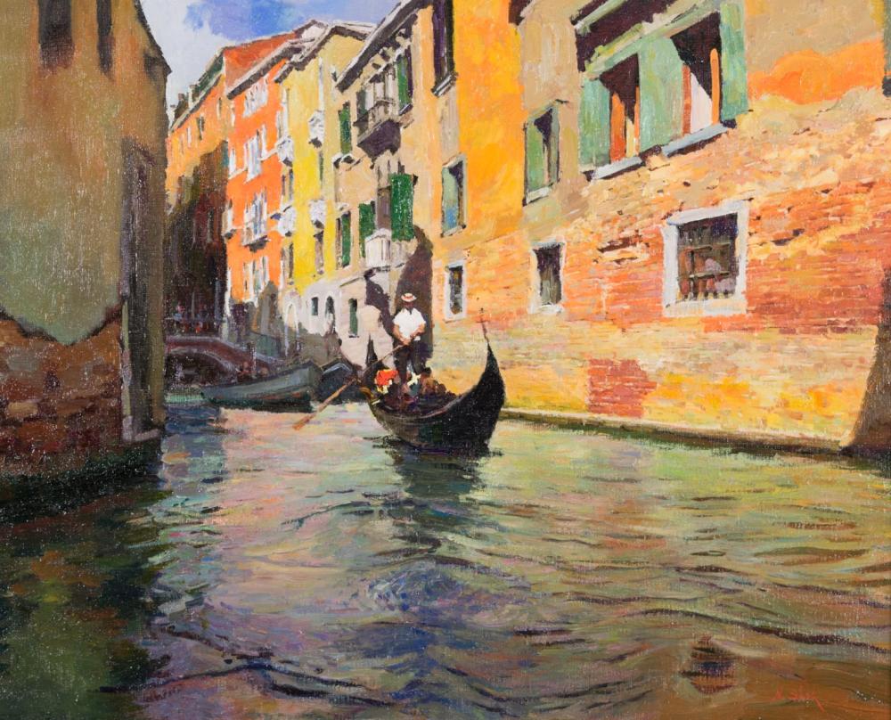 Appraisal: NICK STOQ United States st century oil on canvas Venice