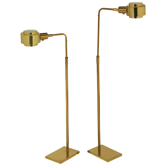 Appraisal: Koch and Lowy adjustable brass floor lamps pair USA concentric