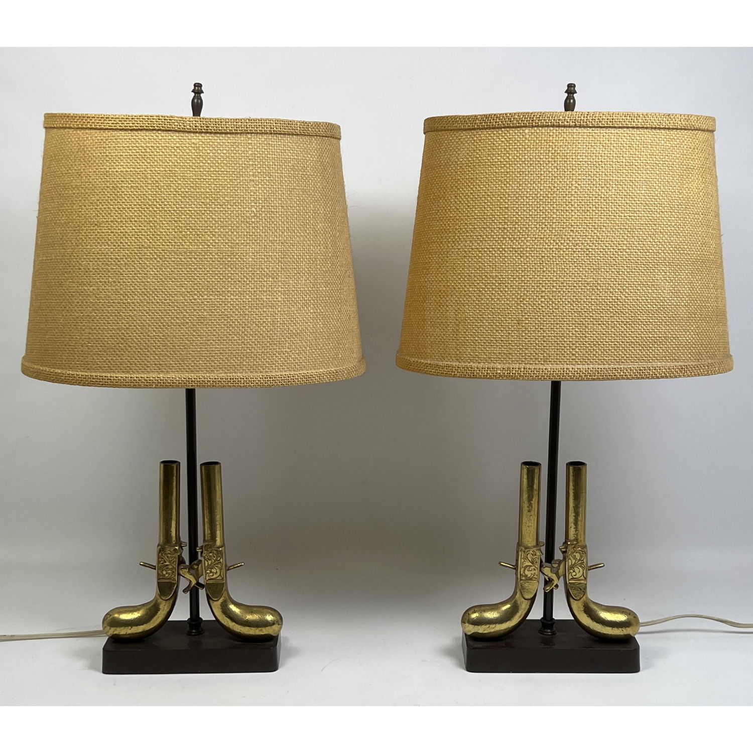 Appraisal: Pair Table Lamps Metal Derringer form Dimensions H inches W