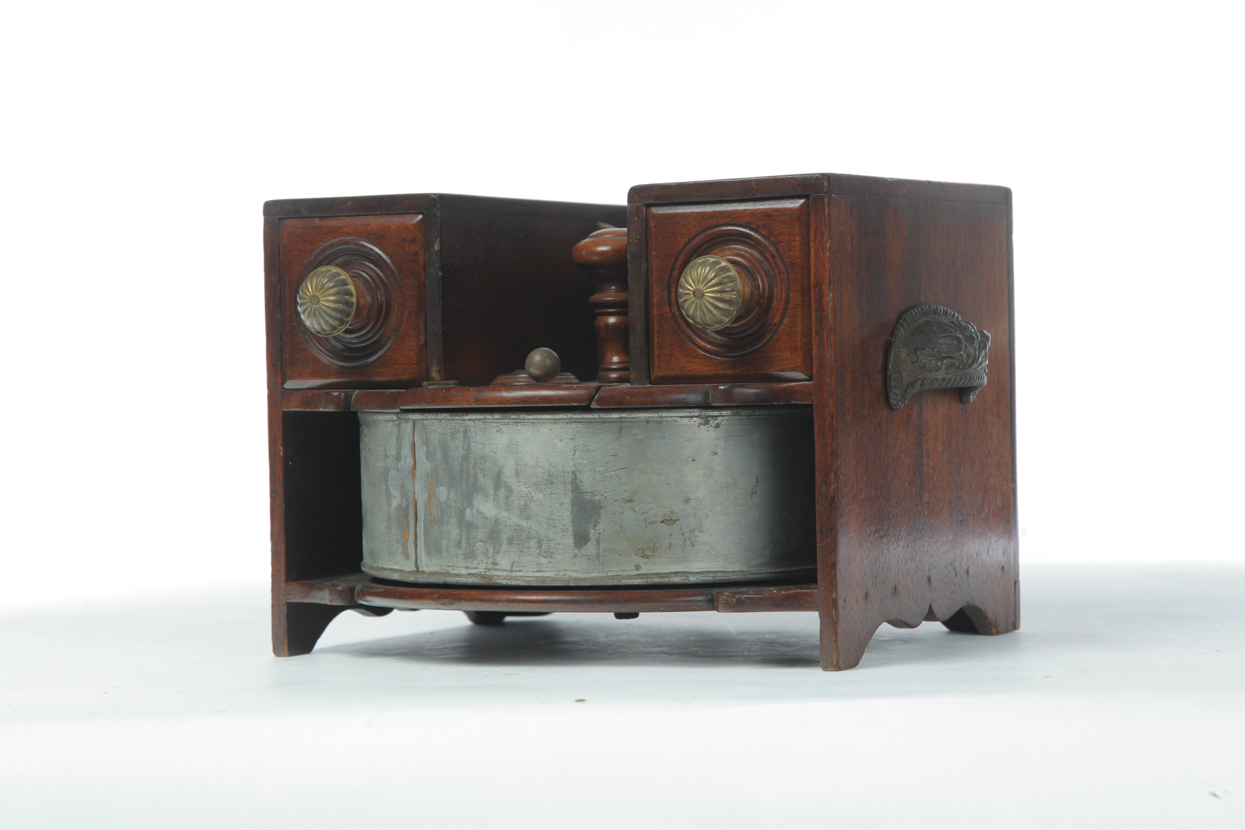 Appraisal: AMERICAN SPICE BOX Late th century walnut Case with two