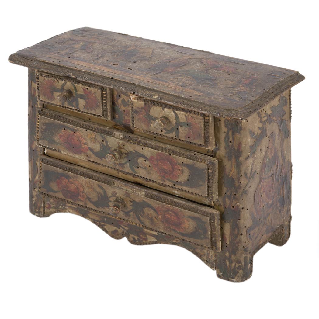 Appraisal: Italian Baroque Lacca Povera Miniature Commode th th Century With