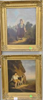 Appraisal: Pair of th century oil on canvas portrait paintings including