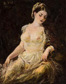 Appraisal: ALEXANDER BASHBEUK-MELIKIAN ARMENIAN - Seated Woman oil on canvas x