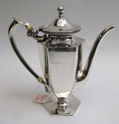 Appraisal: SHREVE CO STERLING SILVER COFFEE POT in a hexagonal form