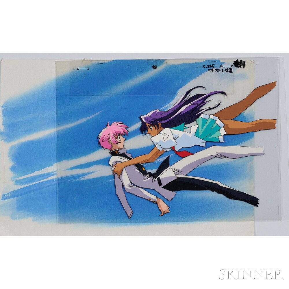 Appraisal: Four-layer Japanese Anime Cel with background Utena and Anthy from