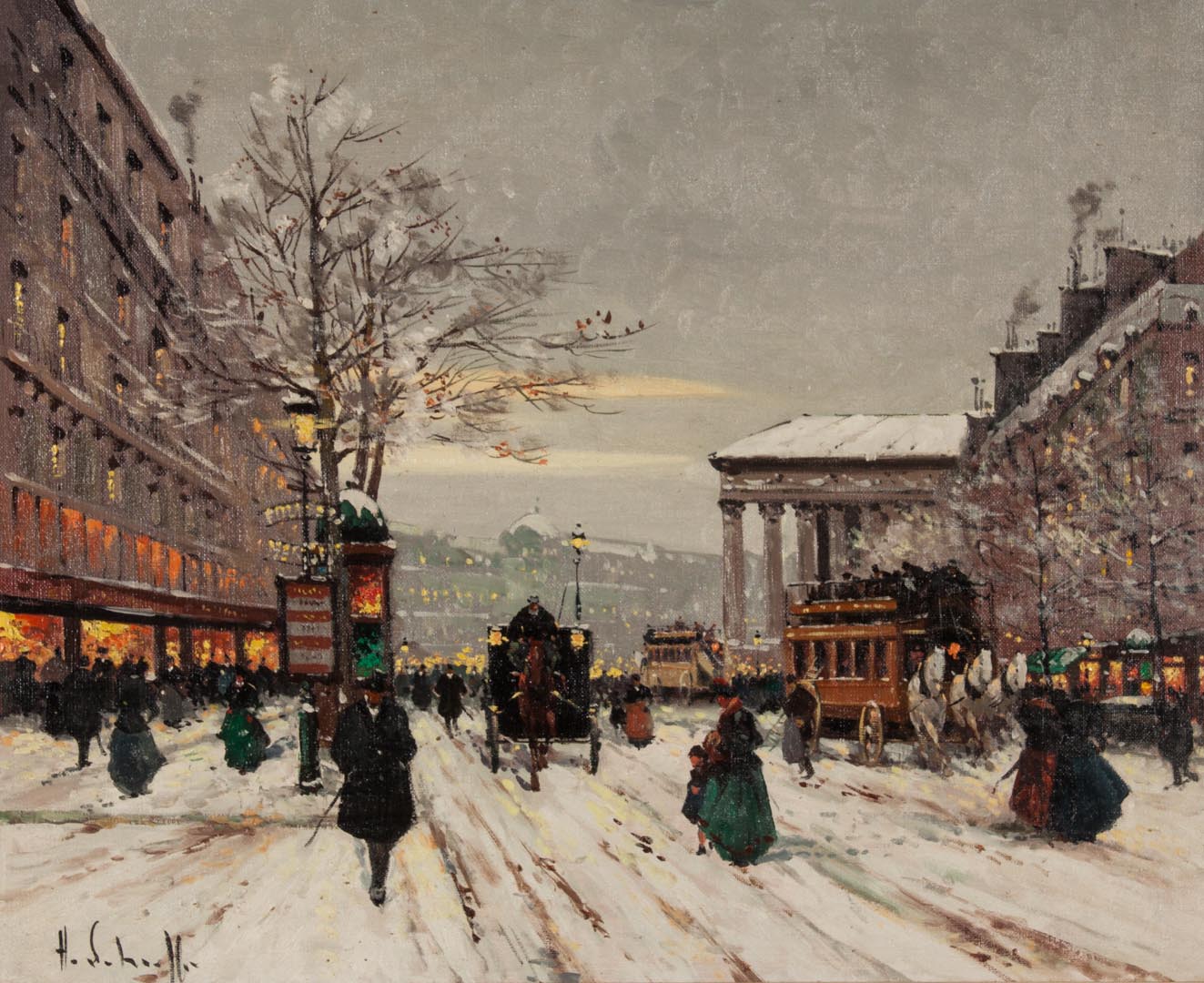 Appraisal: Henri Schaeffer Winter in Paris oil on canvas Henri-Alexis Schaeffer