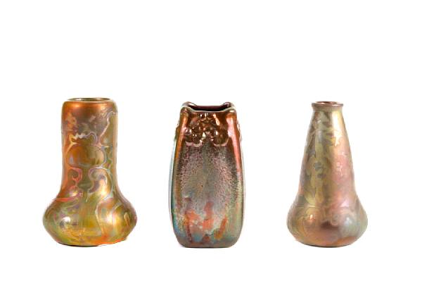 Appraisal: Three Weller Sicard luster glaze vases early th century comprising