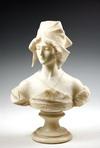 Appraisal: ALABASTER BUST - Portrait of a Young Lady in Lace