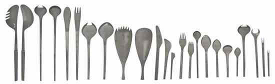 Appraisal: A Danish Stainless Steel Partial Flatware Service Georg Jensen in