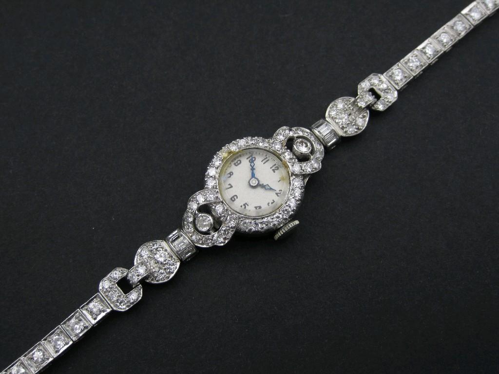 Appraisal: A Lady's Diamond Cocktail Wristwatch the circular dial with arabic