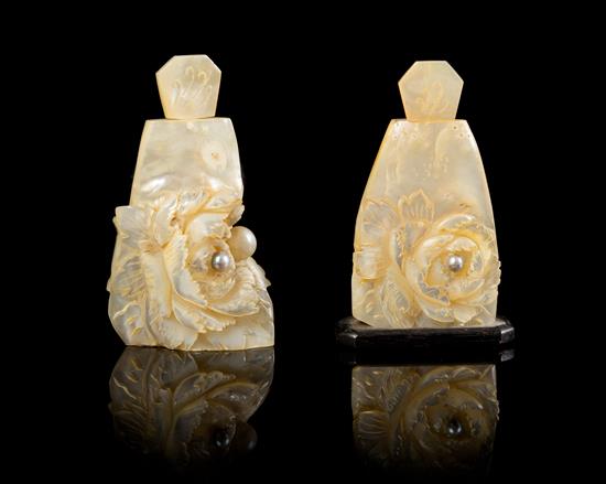 Appraisal: Sale Lot A Near Pair of Mother-of-Pearl Snuff Bottles each