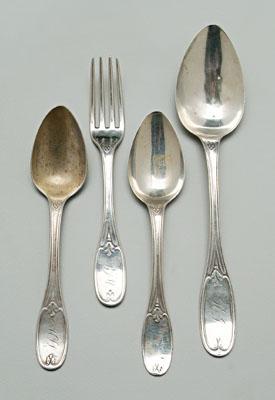 Appraisal: Charleston coin silver flatware pieces Olive pattern marked quot J