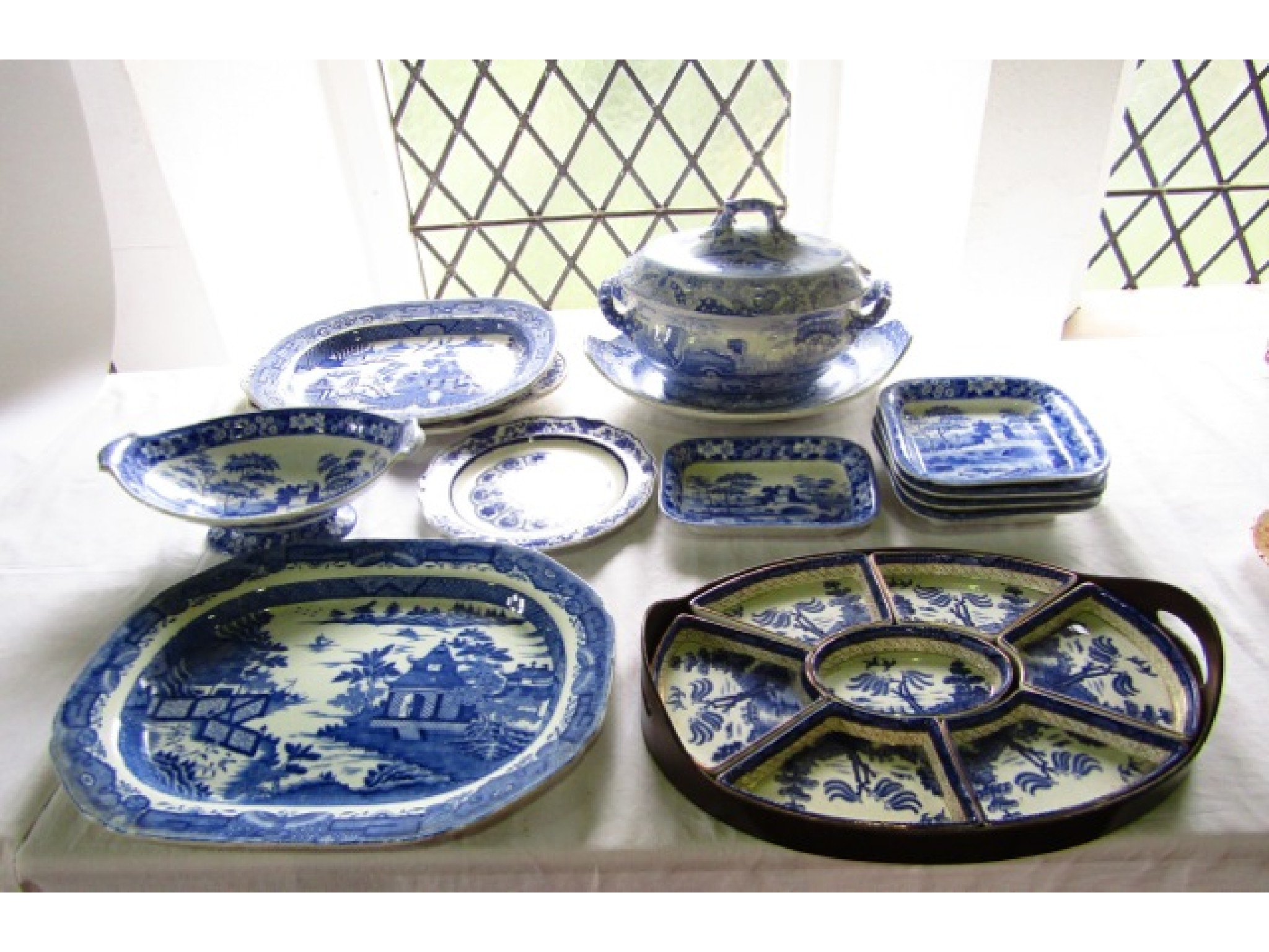 Appraisal: A collection of th century blue and white printed ceramics