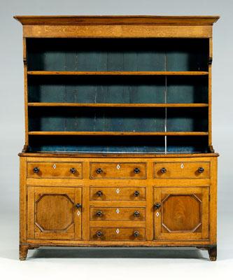 Appraisal: Welsh oak dresser and rack oak with pine drawer linings