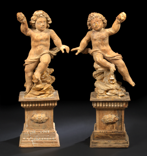 Appraisal: Good Pair of Dutch Rococo Partially Polychromed Carved Wood Figures