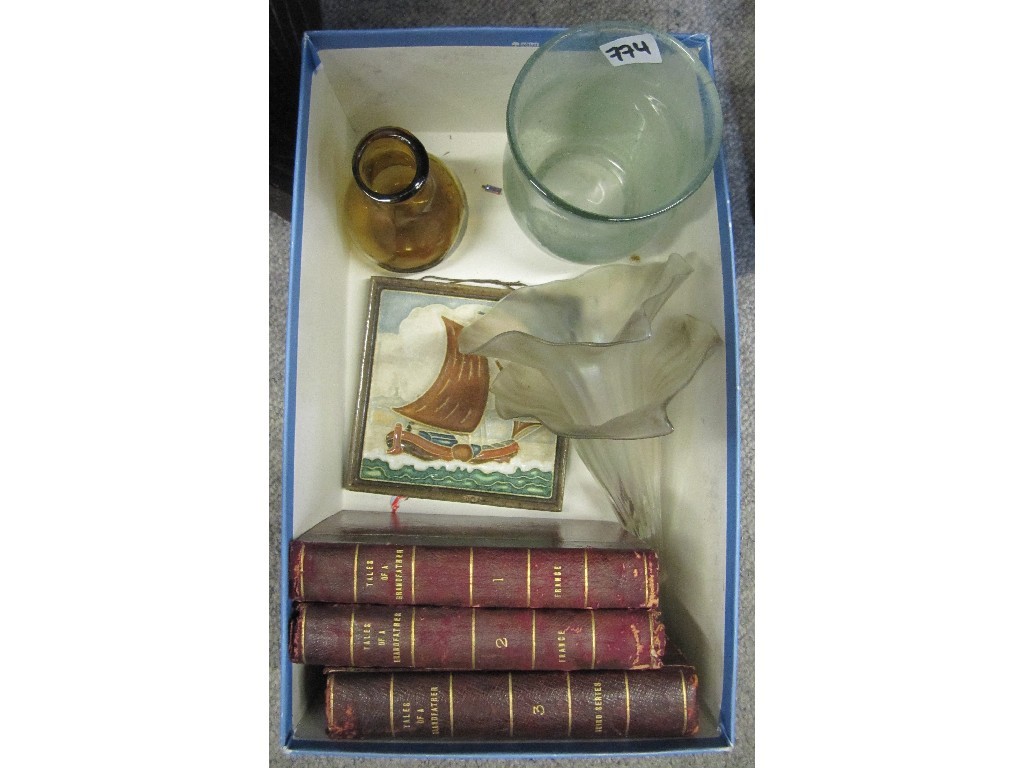 Appraisal: Lot comprising three books two glass epergnes tiles etc