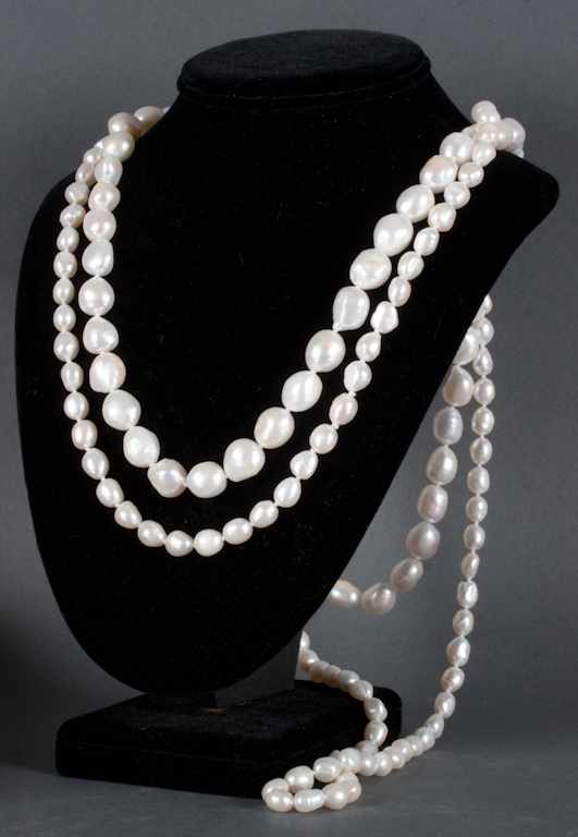 Appraisal: Two cultured pearl necklaces large baroque pearls approximately in length