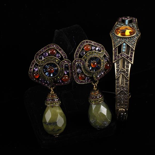 Appraisal: Heidi Daus pc Bracelet Clip Earrings Bracelet is not marked