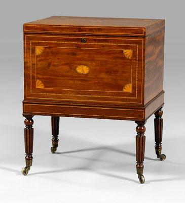 Appraisal: Fine Federal inlaid mahogany cellaret highly figured mahogany veneers with