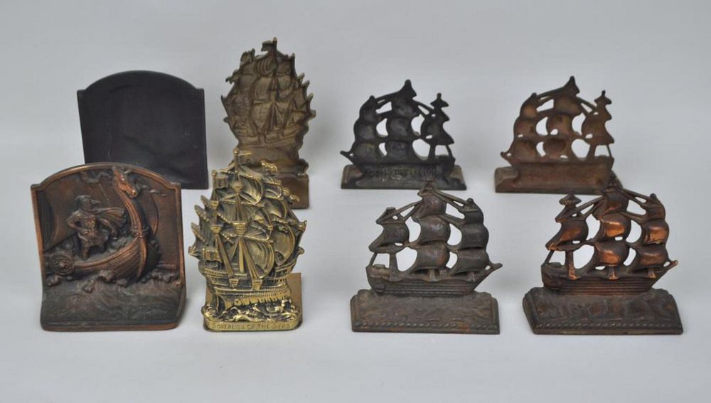 Appraisal: Four Pair Nautical Themed Bookends includes Sovereign of the Seas