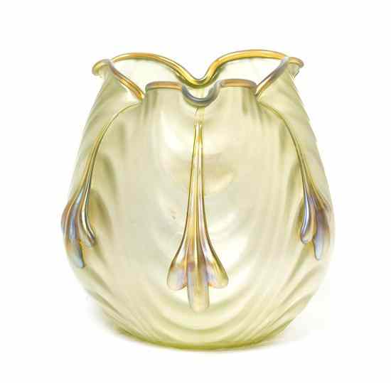 Appraisal: A Loetz Applied Glass Vase of ovoid form with a