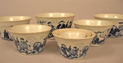 Appraisal: Ten Chinese graduating blue underglazed bowls daoguang mark th century