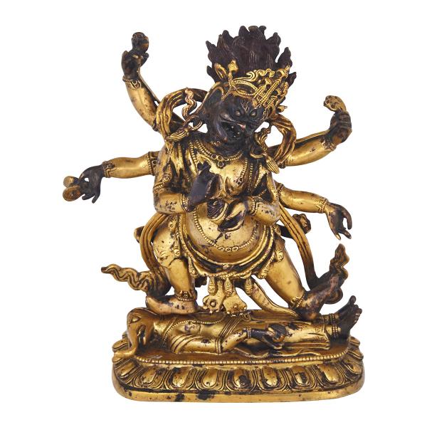 Appraisal: Gilt Bronze Figure of Mahakala Tibet th th Century Striding