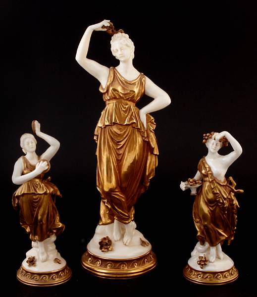 Appraisal: A group of four Capodimonte figures of women together with