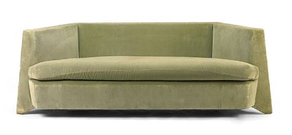 Appraisal: A Lloyd Wright green velvet upholstered sofa designed for the