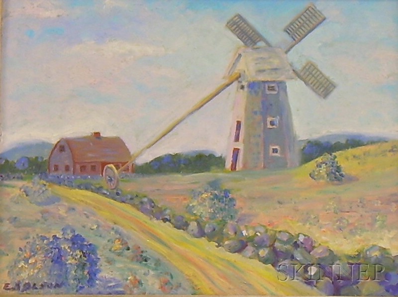 Appraisal: Framed Oil on Canvasboard View Entitled Old Wind Mill Menemsha