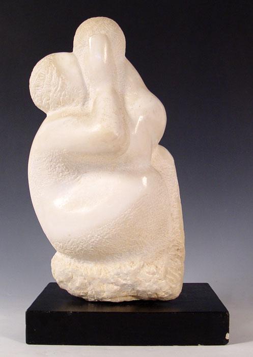 Appraisal: HEAVY MARBLE SCULPTURE OF MOTHER AND CHILD Reportedly by artist