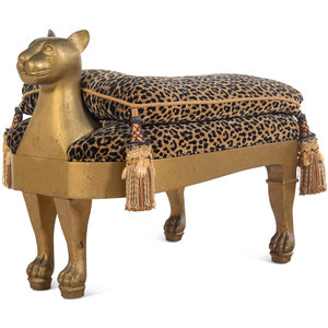 Appraisal: An Egyptian Style Cat-Form Stool Height x width x depth