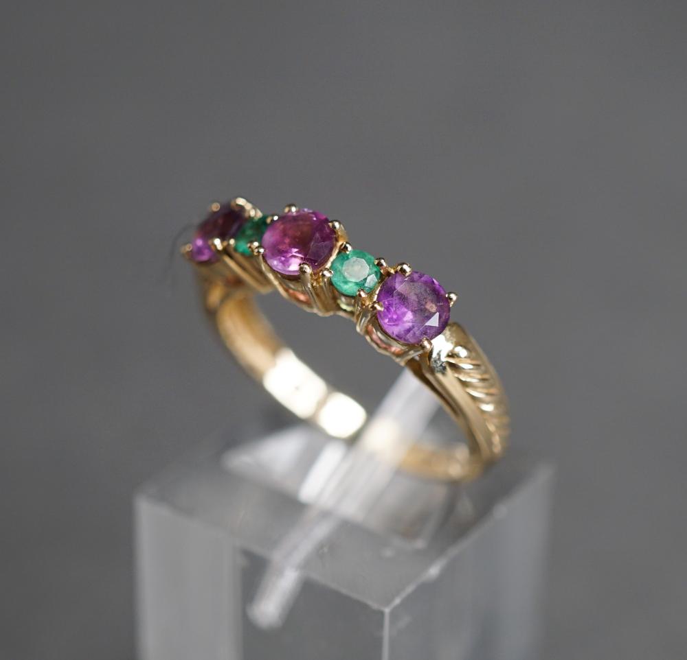 Appraisal: -KARAT YELLOW-GOLD AMETHYST AND EMERALD RING GROSS DWT SIZE -Karat