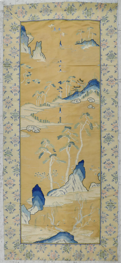 Appraisal: Fine Chinese Silk Embroidered Landscape Panel ''x '' - Silk