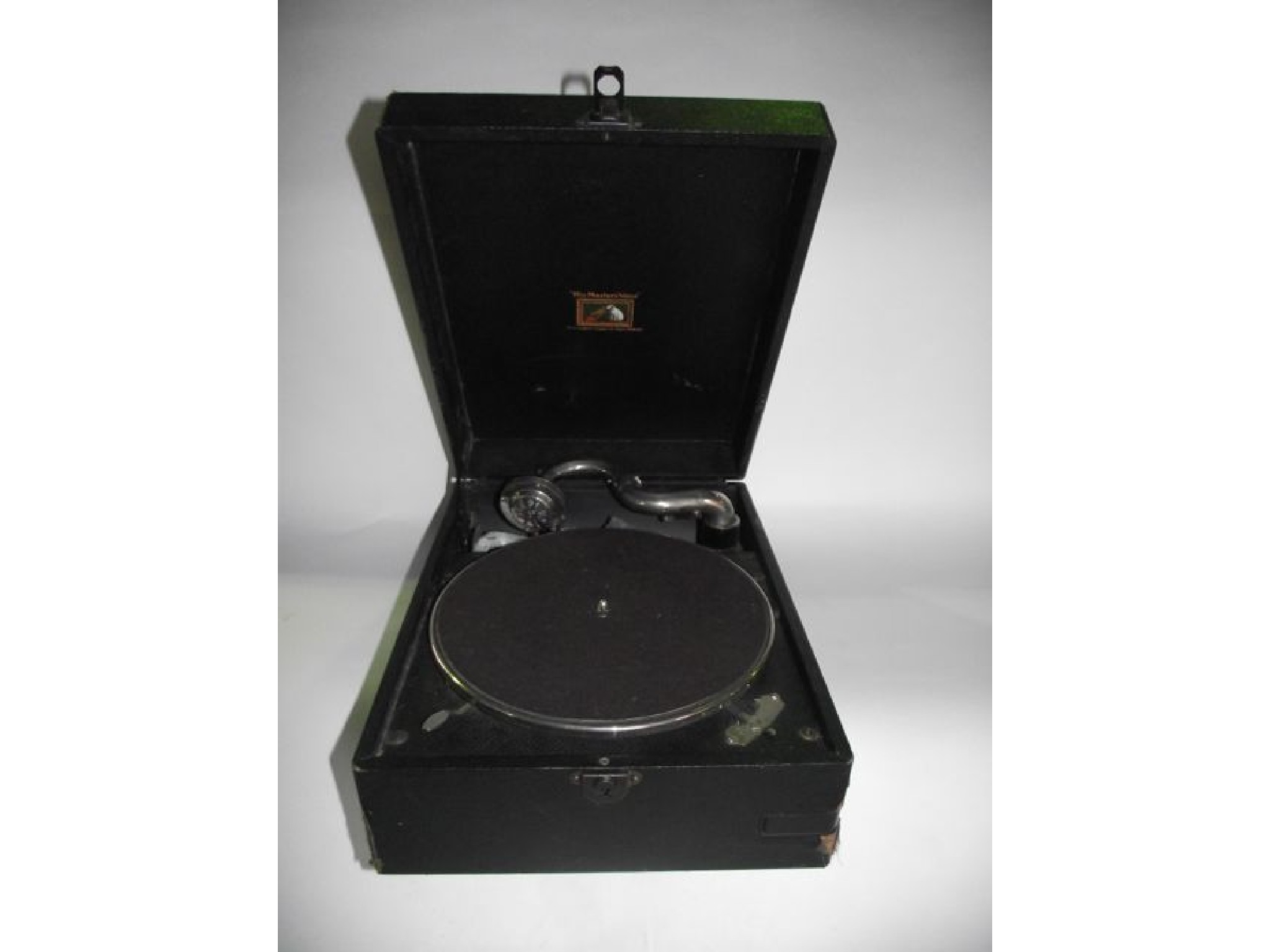 Appraisal: A vintage cased His Masters Voice table top gramophone